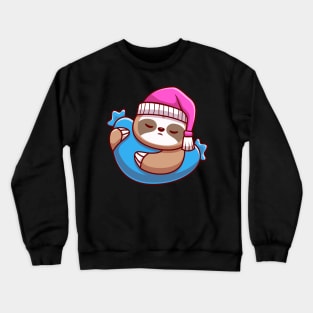 Cute Sloth Sleeping With Pillow Cartoon Crewneck Sweatshirt